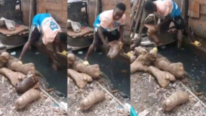 Trending-video-of-a-market-man-washing-his-yams-in-dirty-gutter-water-causes-stir-696x392